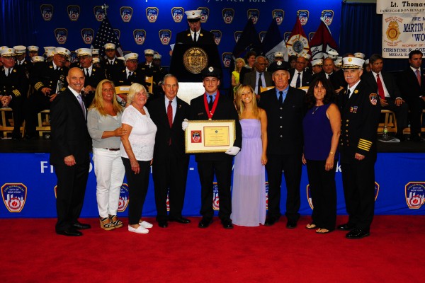 Tom Staubitser Jr. at FDNY Graduation with his family and Governor George Pataki 