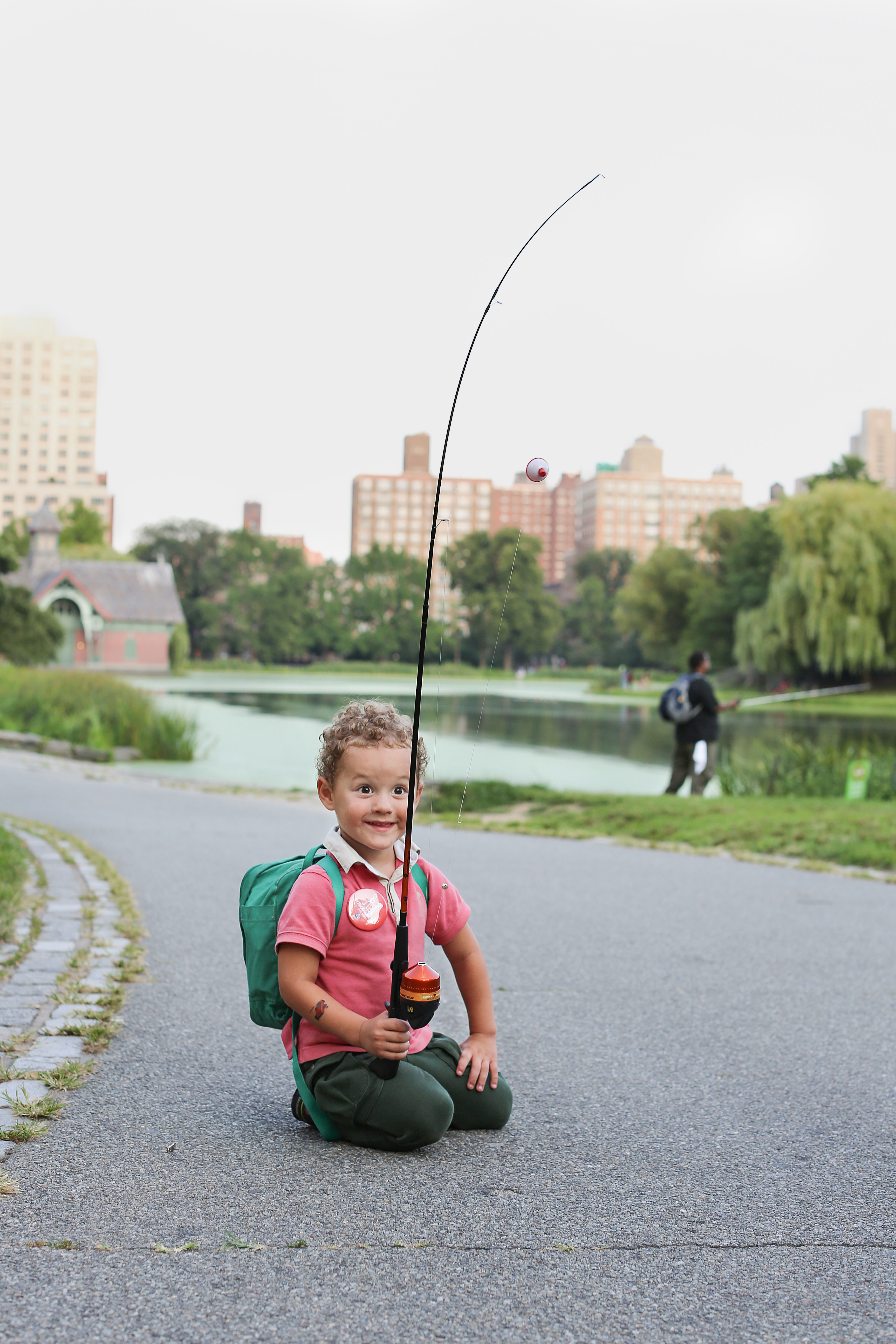 “Do you have any advice for other fishermen?”
You have to sneak up on them and catch them real fast. And you have to wear boots. I once caught a monster fish that went all the way up to the sky like a giant. I like giants. But not mean giants. I like nice giants.” (Central Park). Photo: Brandon Stanton.
