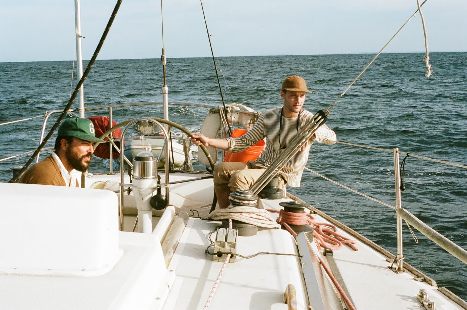 Mark & Andrew, yacht rocking. Photo: Hunter Orahood.