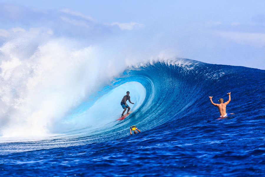 Jon Roseman is the General Manager of Tavarua and has been surfing Cloudbreak for years. Here he is scoring Fiji perfection the day after the contest ended. Photo: David Nilsen