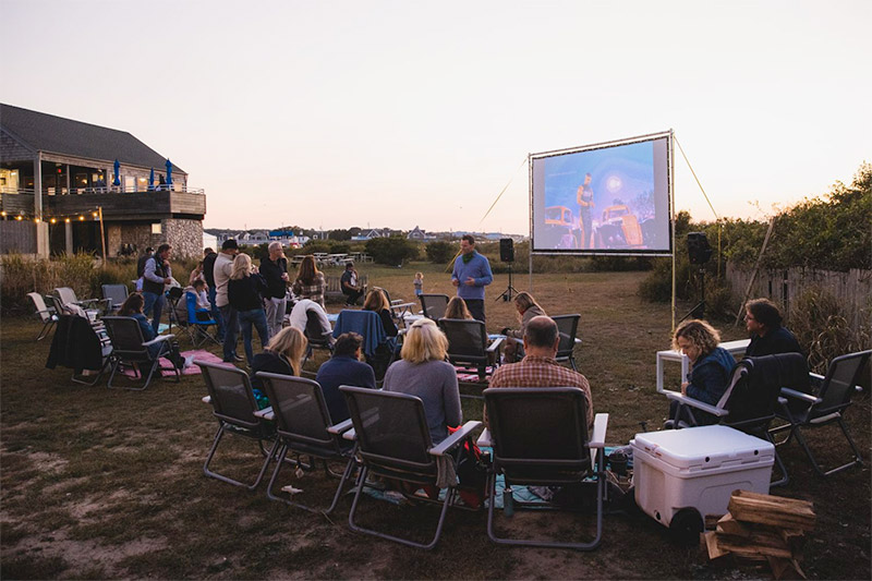 Movie night in Montauk at the Boneyard by Whalebone
