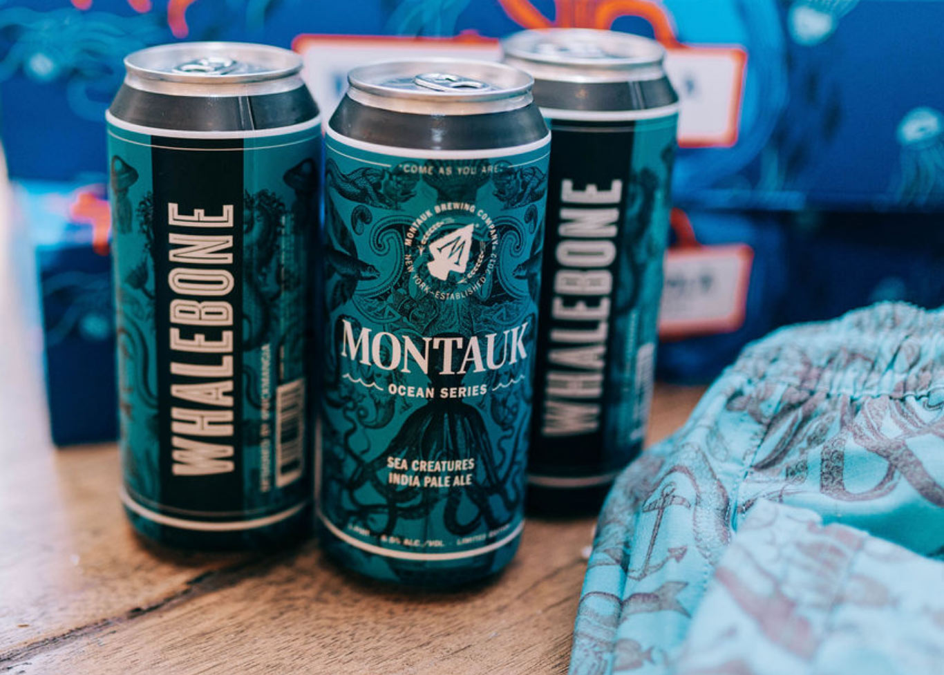 cans of montauk brew co sea creatures india pale ale