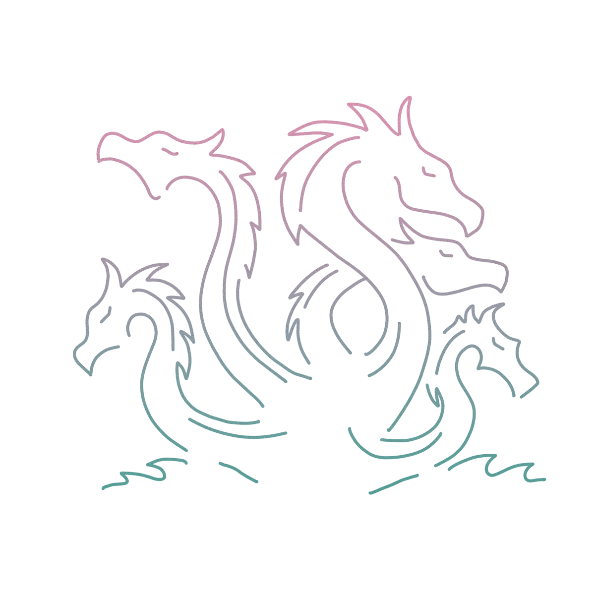 Line illustration of the mythical creature hydra