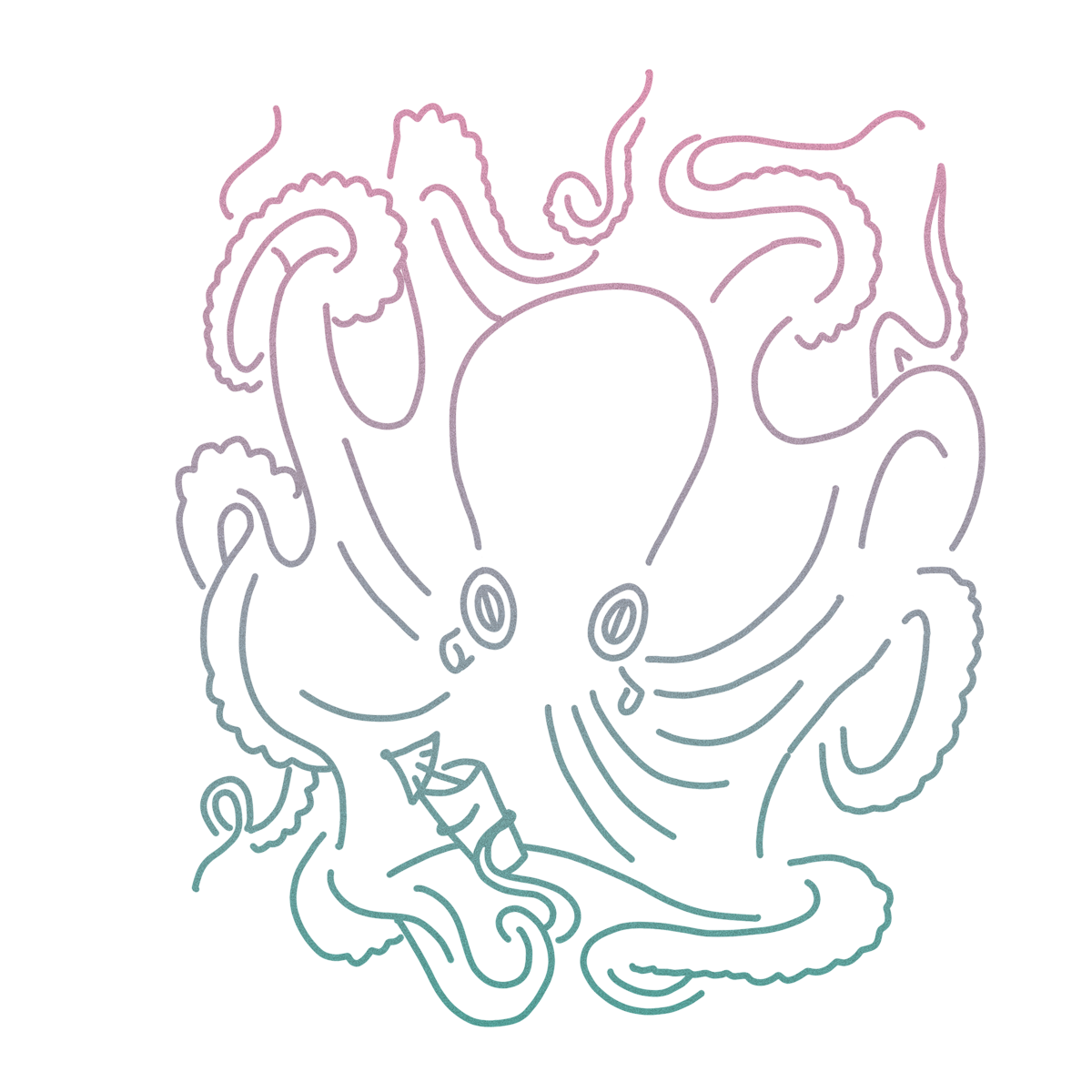 Line illustration of the mythical creature kraken
