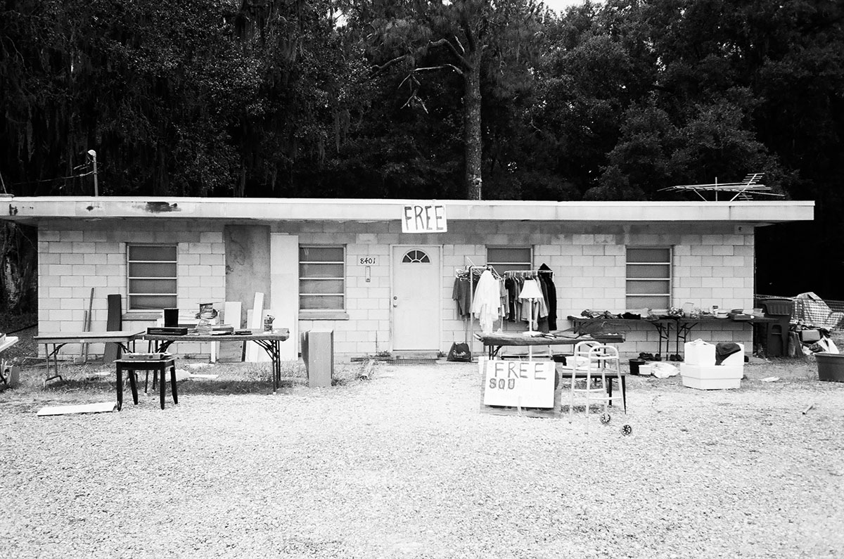 black and white photograph by Gunner Hughes of Free Yardsale in Florida