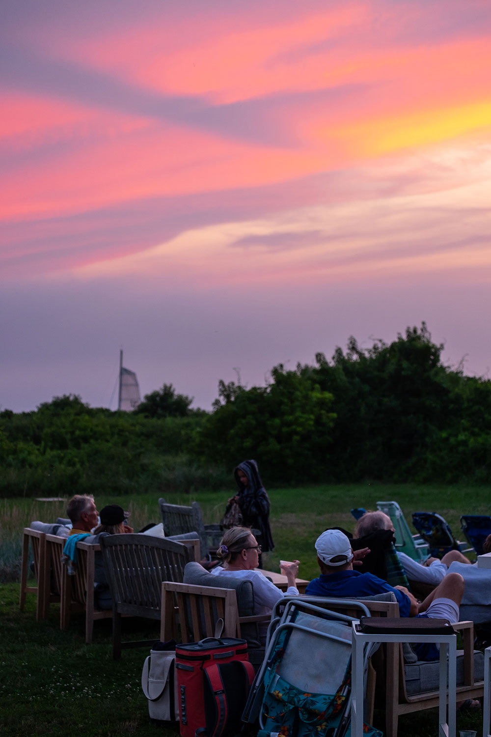 sunset at boneyard during the Sea Creatures inspired movie night series with Whalebone