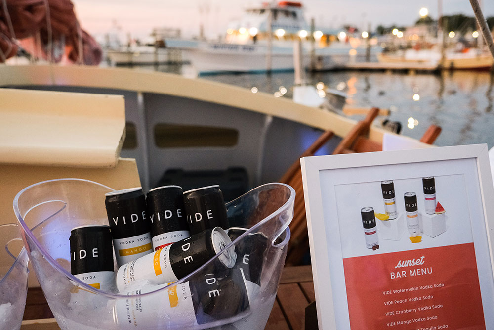 Vide drinks and menu during the sunset cruise with Whalebone and VIDE