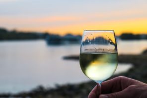 White Wine in sunset
