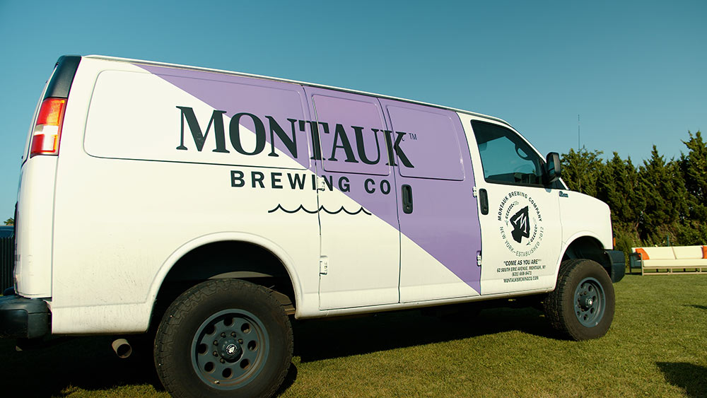 Montauk Brewing Co van set up at the Whalebone Magazine Sixth Anniversary party at the Montauk Lake House