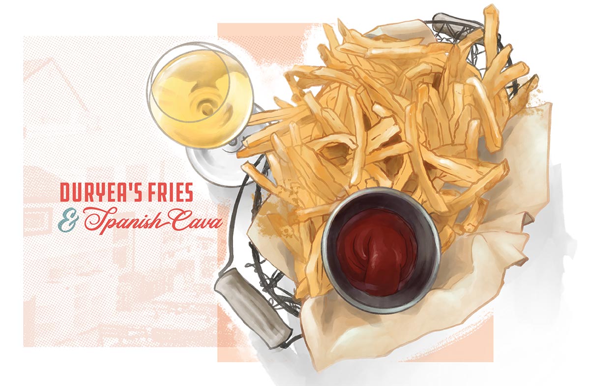 Illustration by Brittany Norris of Duryea's Fries & Spanish Cava
