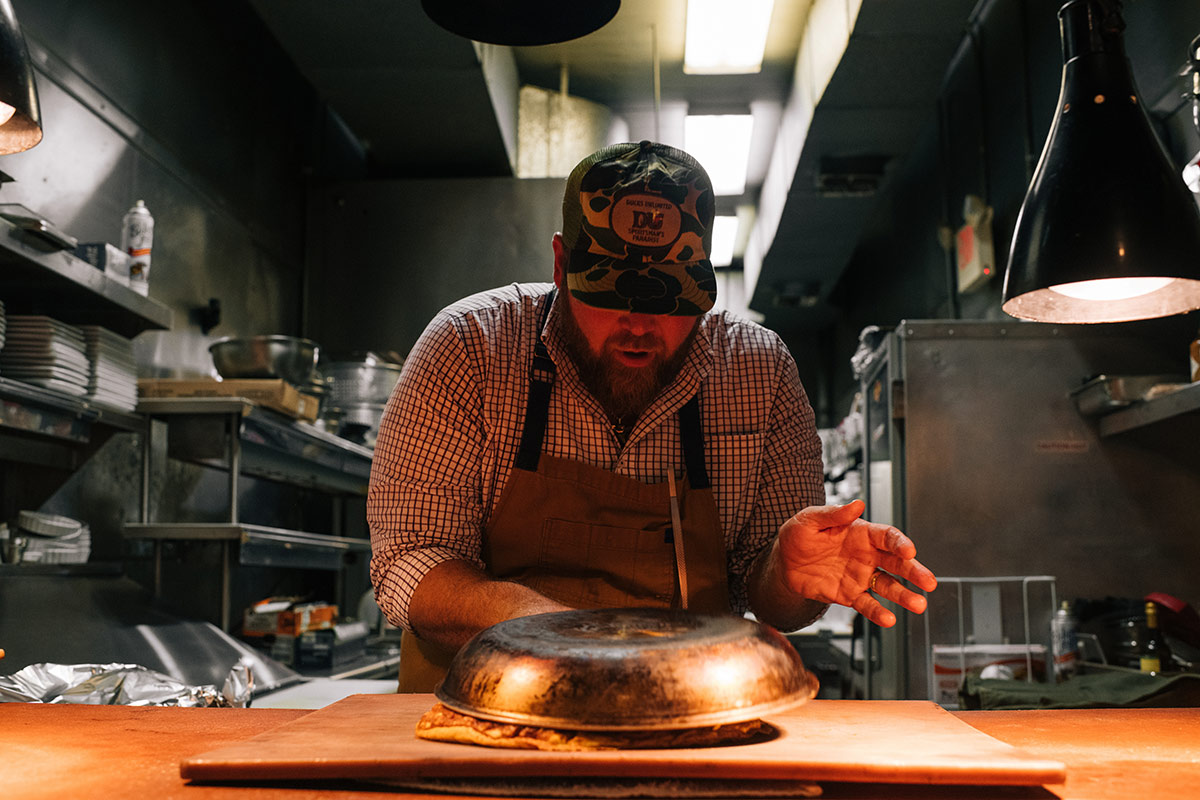 Chef Jean-Paul Bourgeois of Louisiana in the kitchen at work