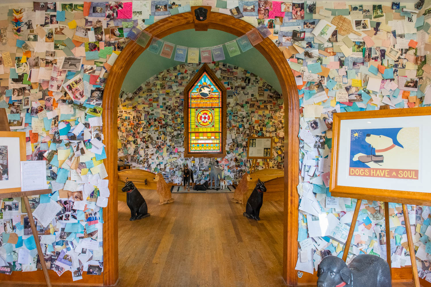 Photo of inside the Dog Chapel in St. Johnsbury, VT taken by Accidentally Wes Anderson