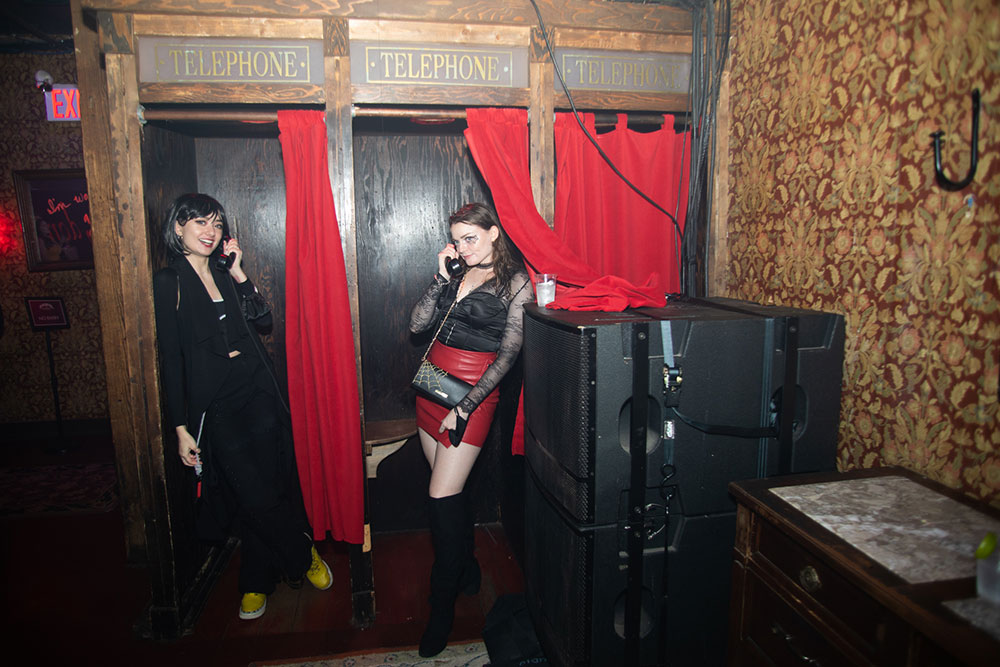 McKittrick Hotel Halloween Party 2021, props and party decor with red curtains