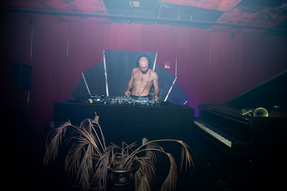 McKittrick Hotel Halloween Party 2021, shirtless DJ