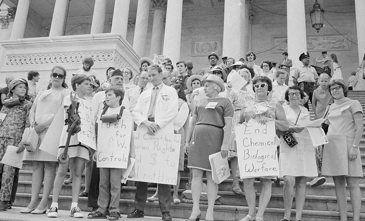Anti-chemical biological warfare protest on Steps of Capitol and West House | August 1969 | Thomas J. O’Halloran and Marion S. Trikosko | Retrieved from the Library of Congress