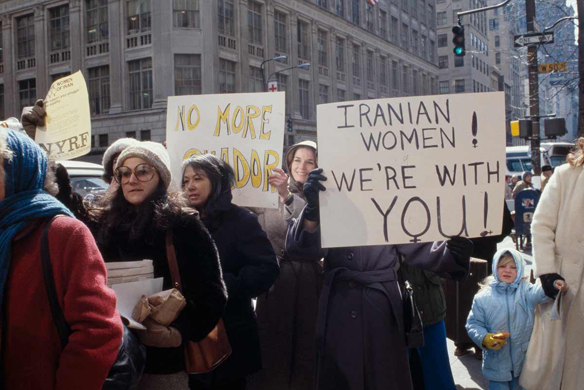 N.O.W. Demonstration in support of Iranian women | 1979 | Bernard Gotfryd | Retrieved from the Library of Congress