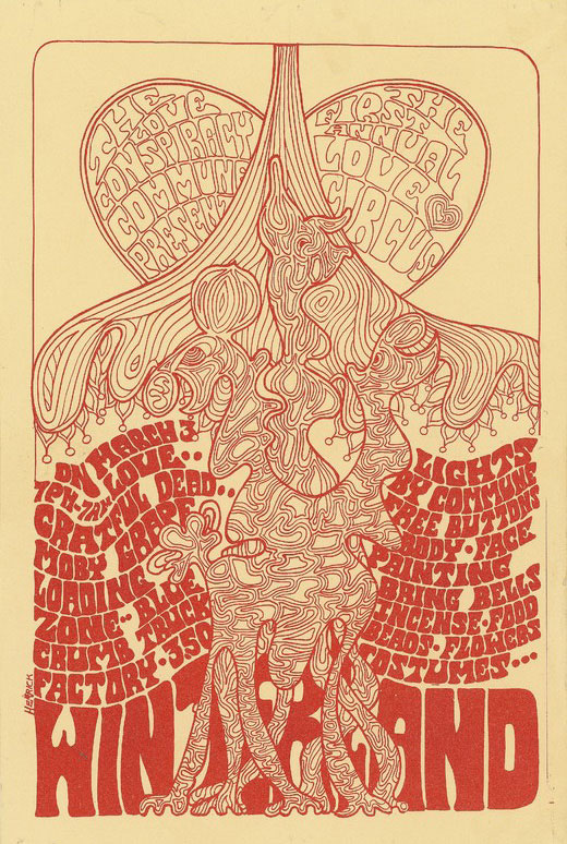 Grateful Dead poster, red text cream background