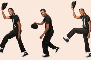 Chris Rock x3 on cream background, tipping his hat to you