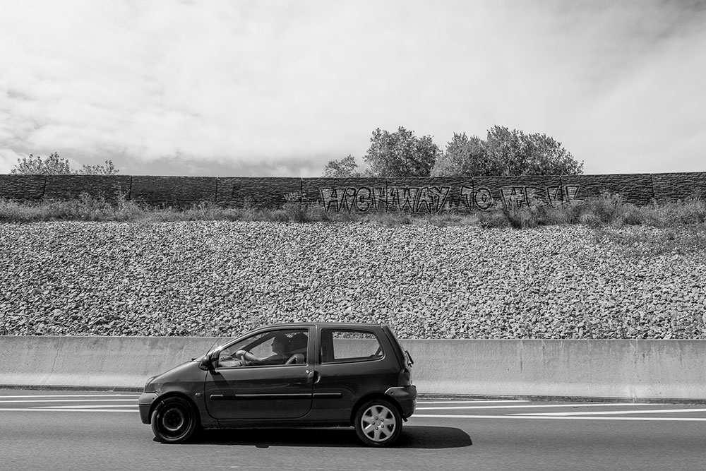 Photo taken by Gunner Hughes of car on European highway