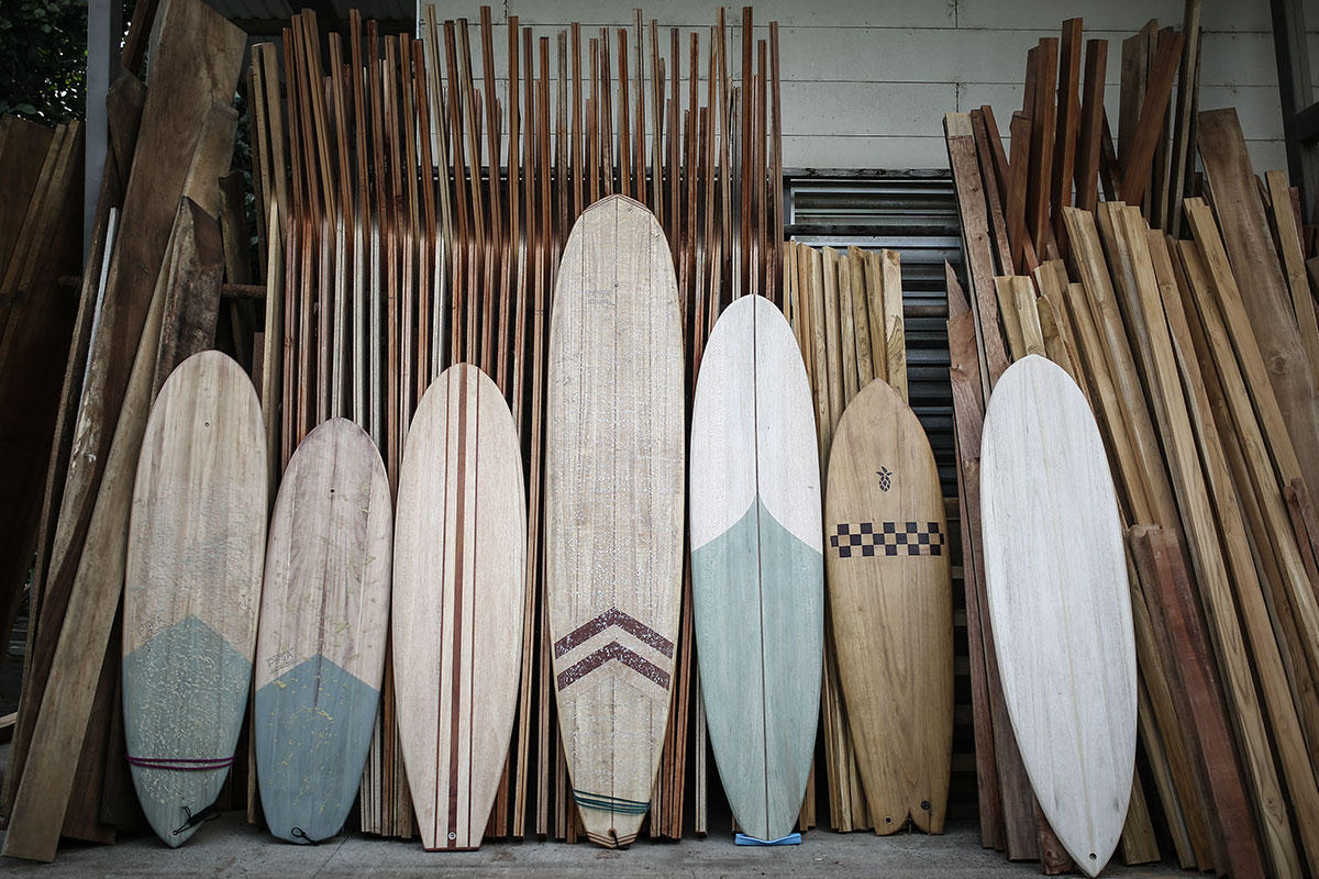 Nature of Surf Women, hand carved wooden surfboards