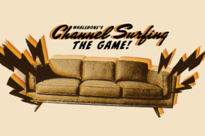 halftone couch with title 'whalebone's channel surfing:the game'