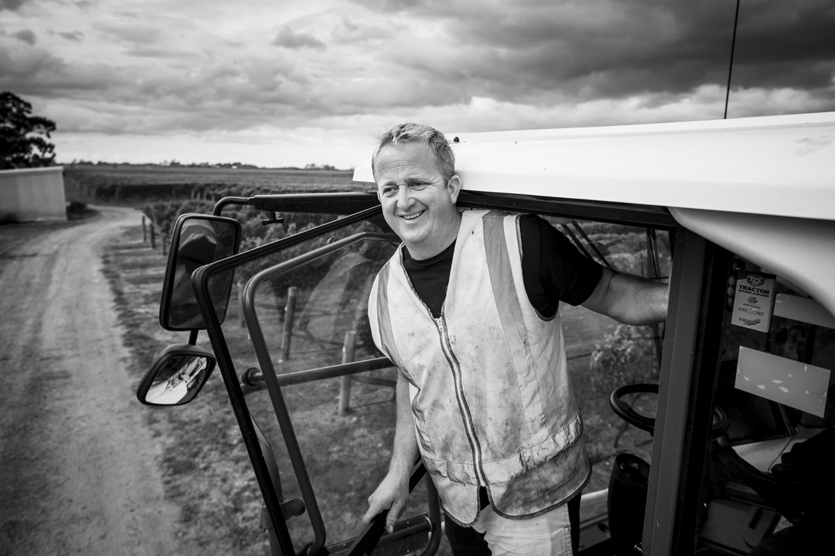 Hamish Rose, viticulturist at Wairau River winery standing in a truck