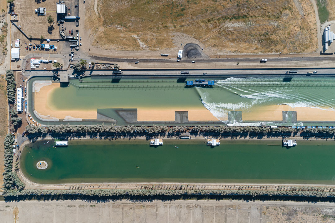 Ariel shot of Kelly Slater's wave pool called, The Surf Ranch