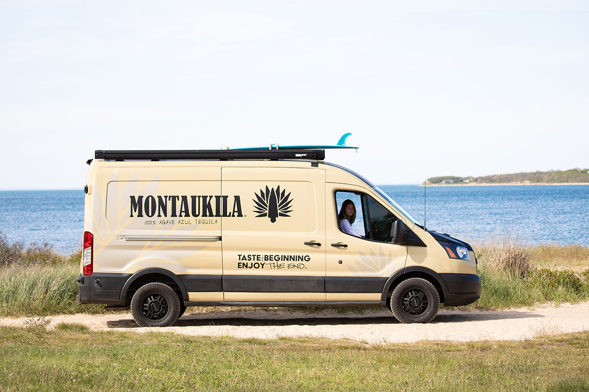 Montaukila sprinter van parked by the water