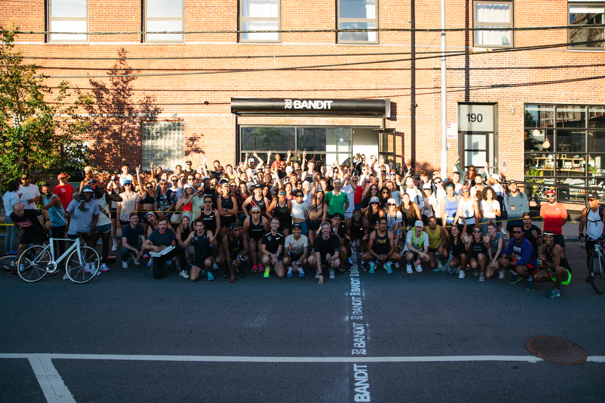 Group of runners in front of Bandit office in Brooklyn, NYC