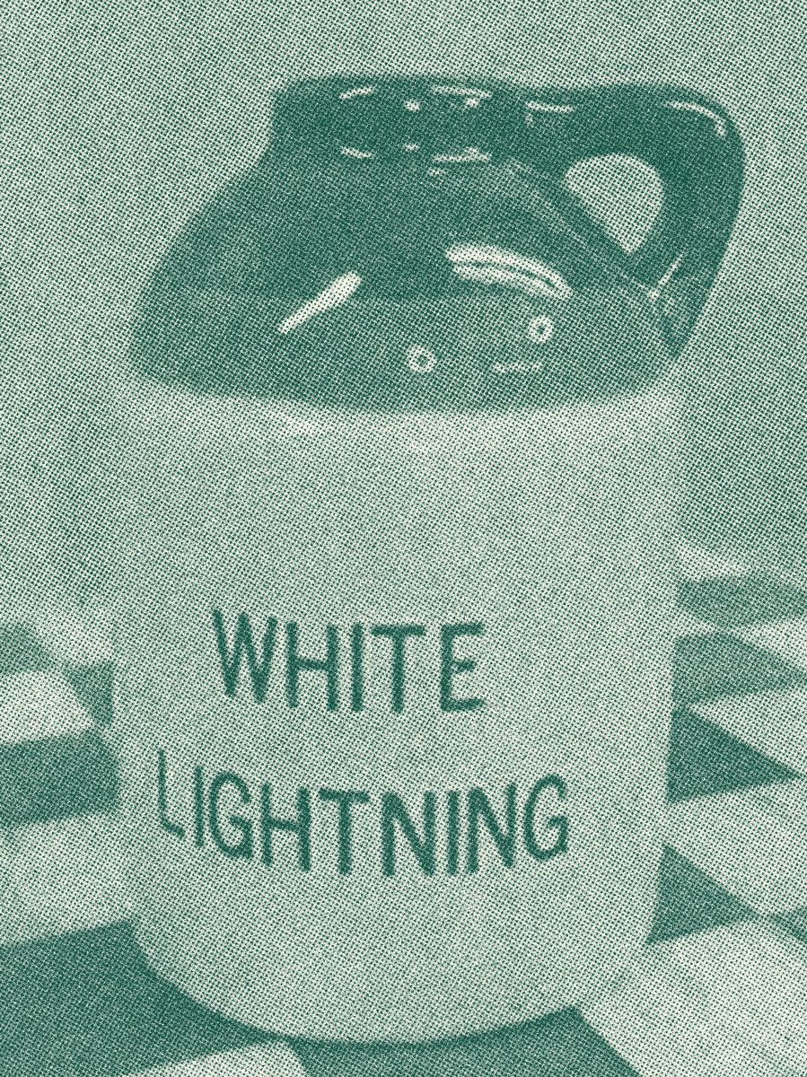 White Lightning moonshine jug