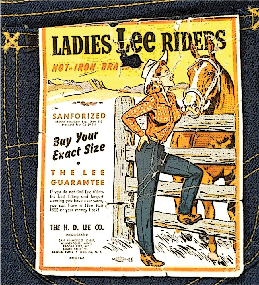 Lady Lee Riders back label and illustration of girl with a horse