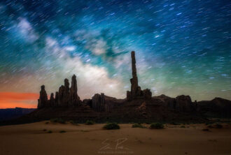Monument Valley Sand Dunes Milky Way Star Trail photography by Sean Parker